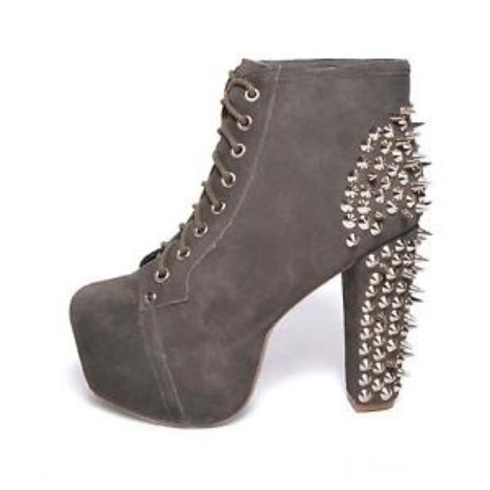 Jeffrey Campbell Gray Spiked Lita Platform Bootie